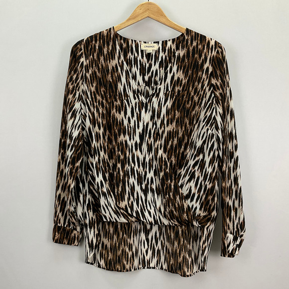 L'AGENCE Kyla Silk Leopard Print Faux Wrap Blouse Sz XS - Picture 5 of 11